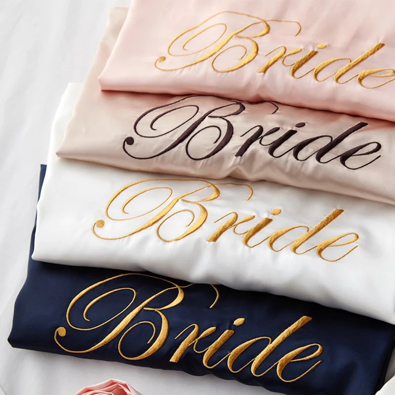 Team Bride Wedding Kimono Bridesmaid Bathrobe Women Satin Silk Bridal Mother Maid Of Honor Robes Sleepwear Bachelorette Party