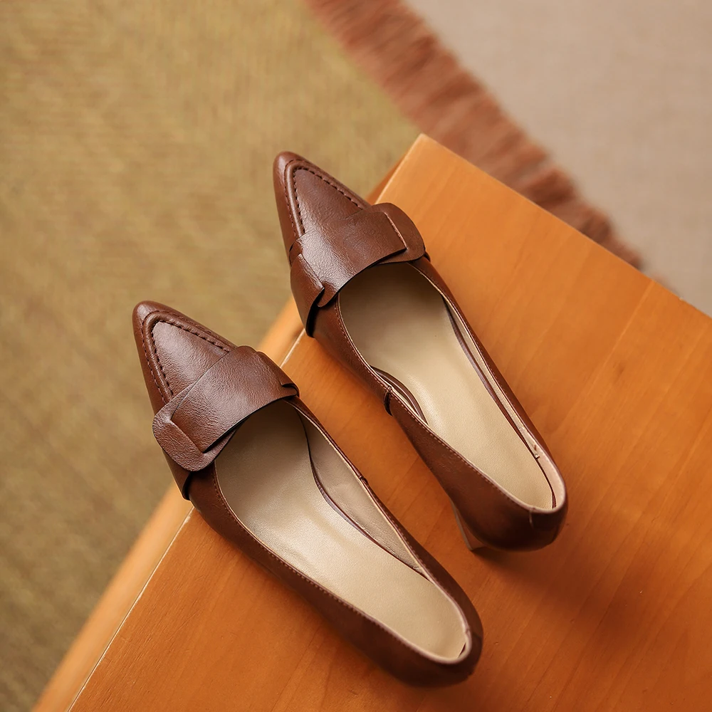 Cialisa Pumps For Lady Spring New 2023 Pointed Toe Genuine Leather Women's Shoes Handmade High Heels Fashion Footwear Brown 40