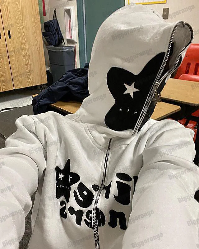 

Женская толстовка в стиле Харадзюку Y2K, осенняя Толстовка Оверсайз с вышивкой, на молнии, модный смешной свитшот, Свободный Топ с длинным рук...