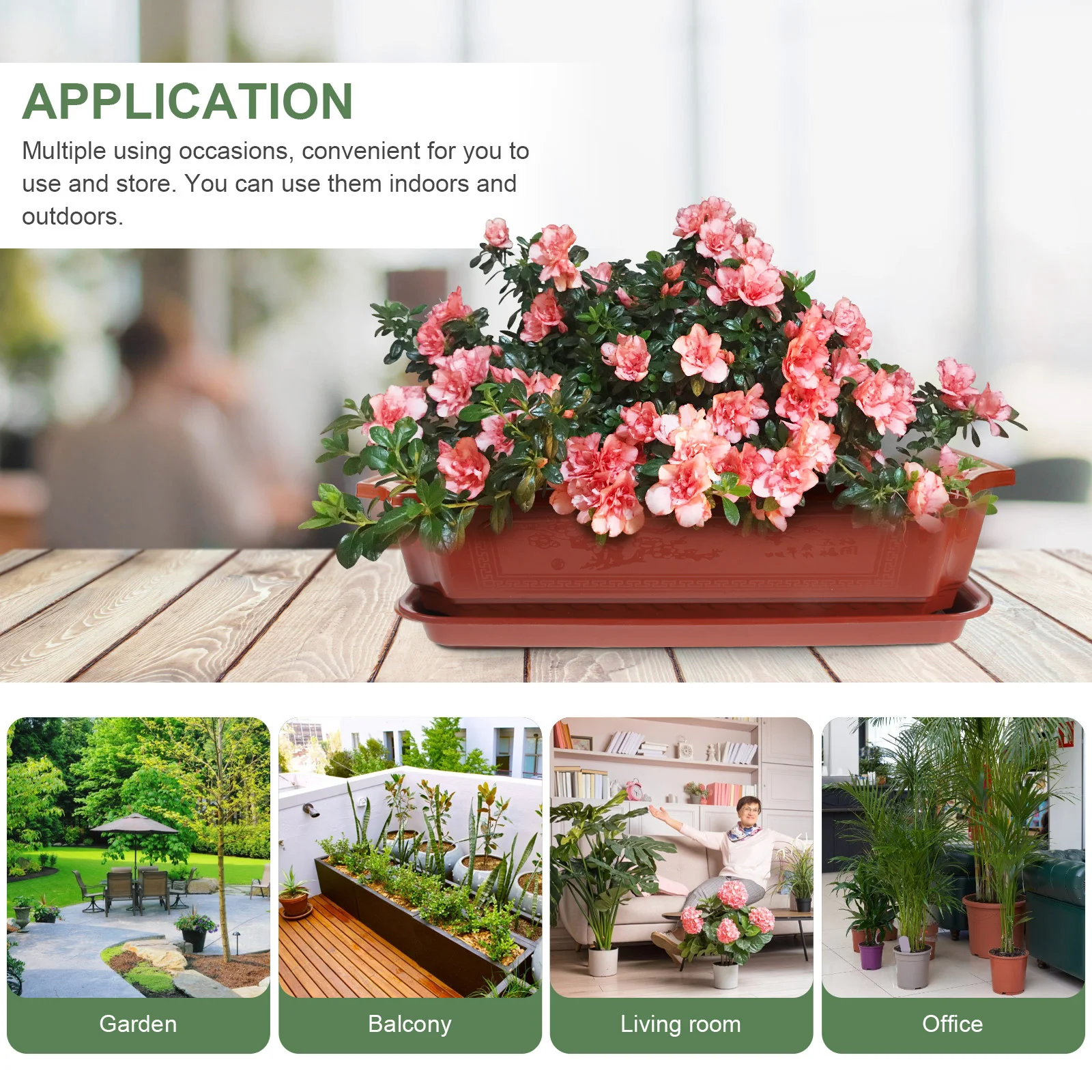 

Outdoor Vegetable Planters Flowerpot Home Gardening Large Bonsai Potted 43X31CM Practical Plastic Office