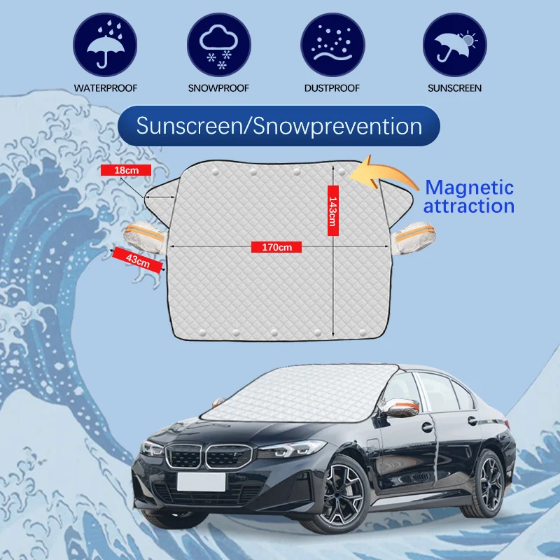 

Для Bmw i3 2013-2021 i4 2023 M50 ix 120 EV автомобильное зимнее лобовое стекло, снежная крышка, защита от мороза, защита от льда, передняя крышка лобового стекла