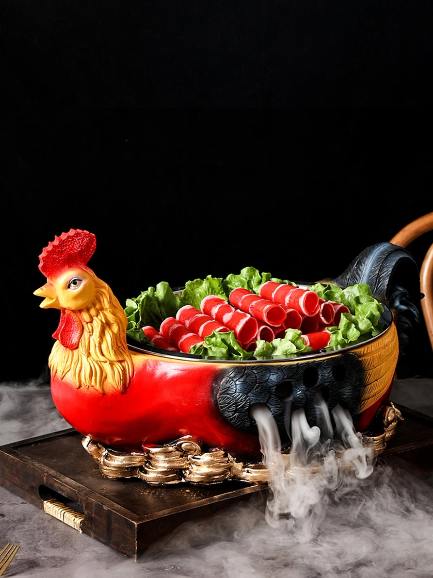 Художественная керамическая тарелка для жареной курицы