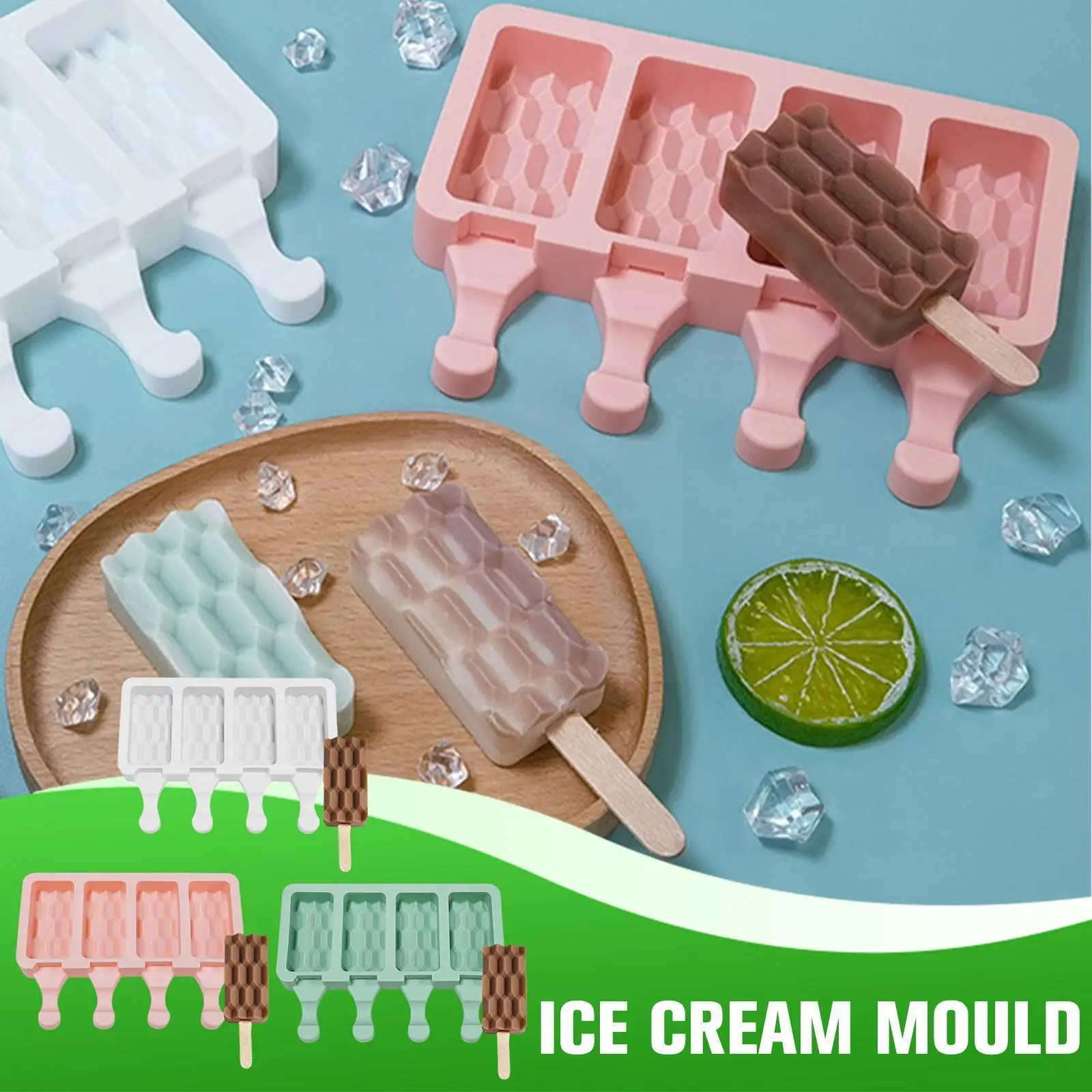 

Силиконовая форма для мороженого, геометрические узоры, силиконовые формы для мороженого, форма «сделай сам» для создания лотка для мороже...