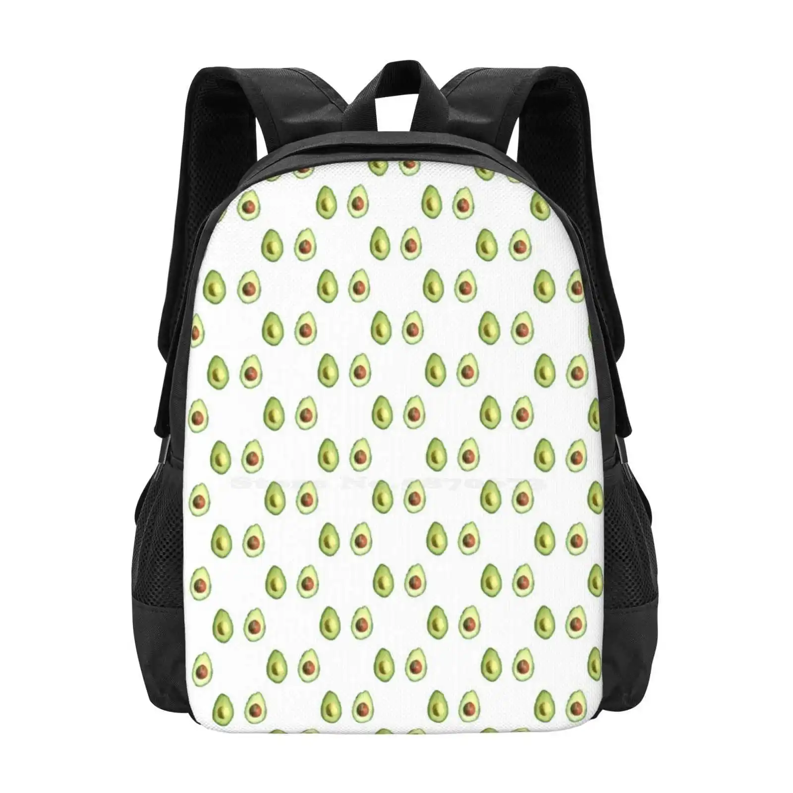 Avo Hot Sale Backpack Fashion Bags Avocado Graphic Art Photoshop Salad Healthy Green Pit Guacamole Chipotle Salsa Food