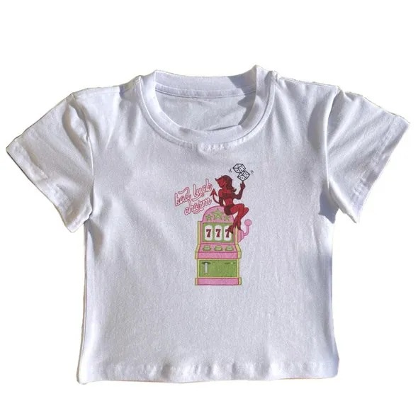

Y2k Топы Harajuku ShirtSlim Girl короткий топ футболки женская одежда топы с мультяшным принтом Ретро Готическая уличная одежда футболка Топ женский топ