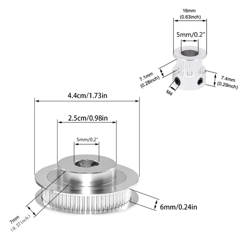 Синхронное колесо GT2 20 и 60 зубьев диаметр 8 мм зубчатый шкив с ремнем 200 Прямая