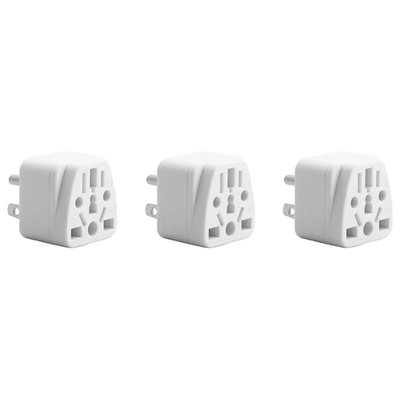 

3X US Travel Plug Adapter EU/UK/AU/In/CN/JP/Asia/Italy/Brazil To USA (Type B), 3 Prong USA Plug, Charger Converter White