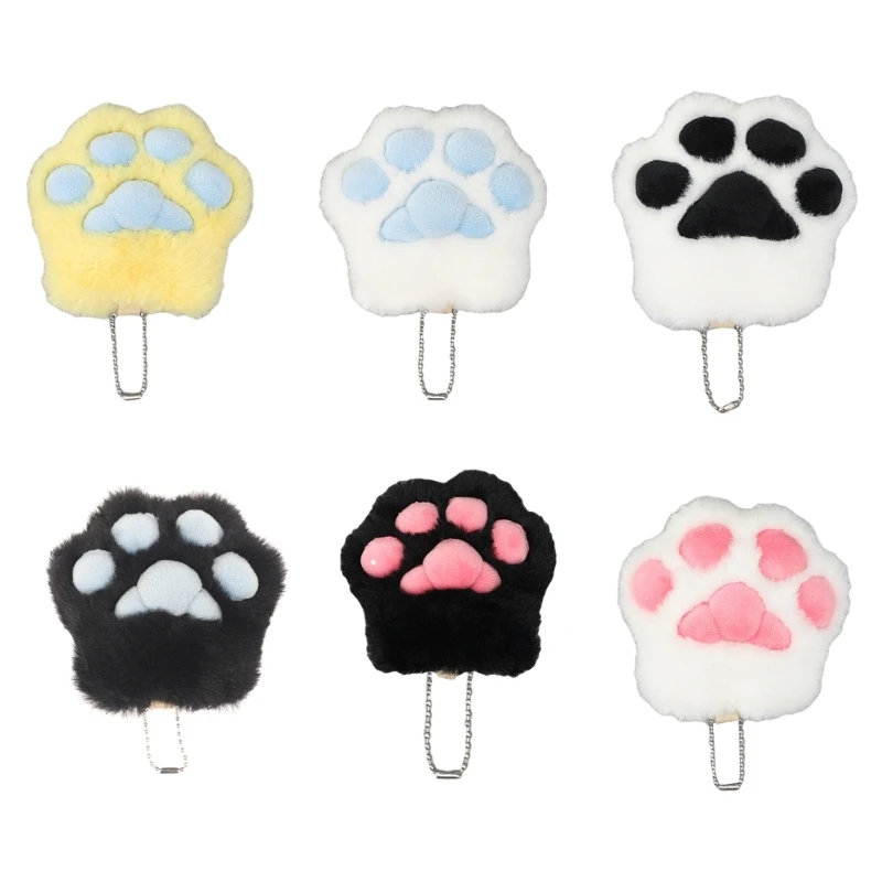 Mini Cute Plush Cat Claw Charm Keychain Soft Stuffed Ornament Keyring Lovely Pendants for Purse Bag Backpack Handbag