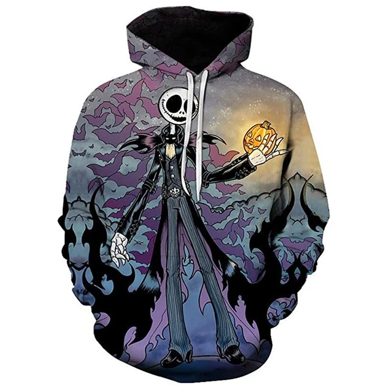 

Худи в стиле Харадзюку, Хэллоуин, коллекция 2022, новинка, ужас, ночь, Череп, тыква, 3D цифровая печать, уличная мода, повседневная толстовка