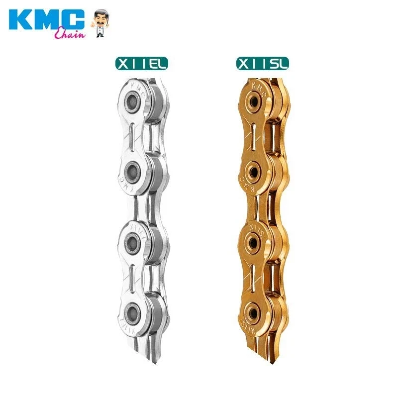 Цепь велосипедная KMC X11 X11EL X11SL 11 скоростей 118 звеньев золотистая серебристая цепь
