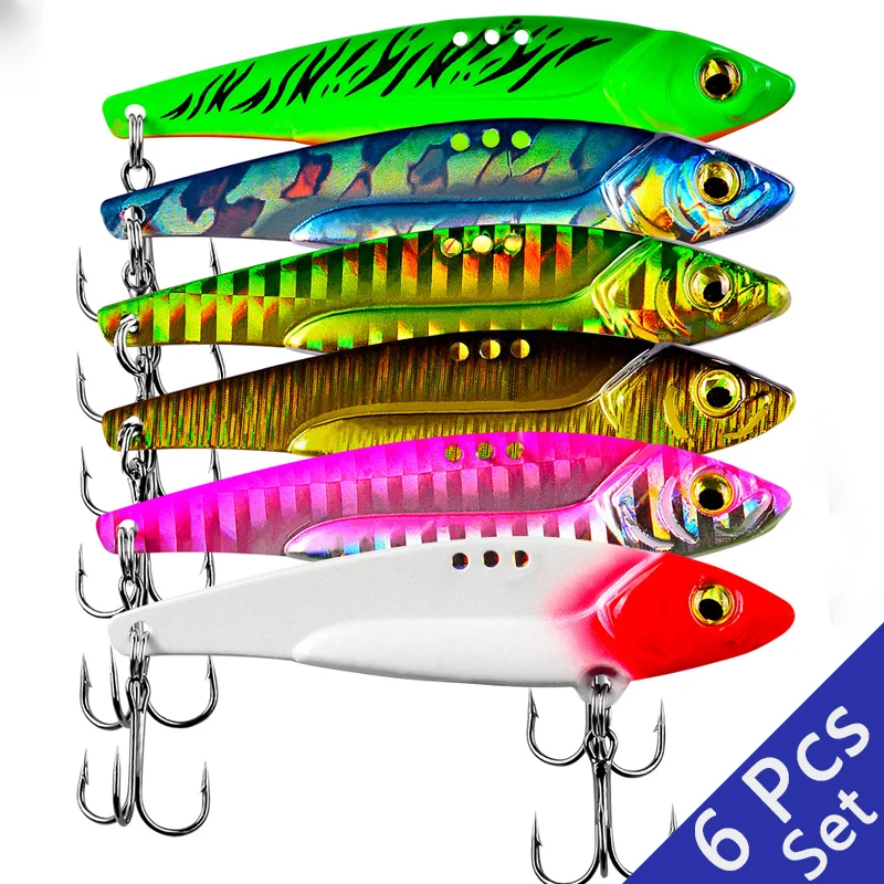 

6 Pcs VIB Fishing Lures 5g 7g 12g 17g 20g Metal Jig Isca Artificial Lure Inside Hard Bait Diving Bait Winte Sea Tackle