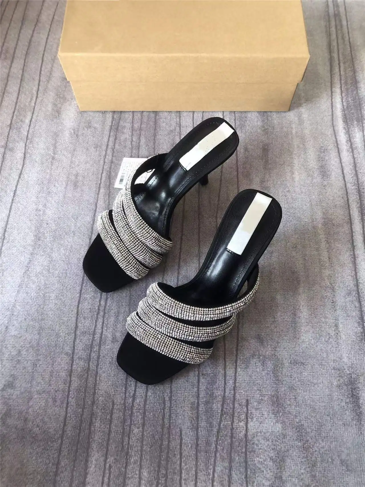 

Женские босоножки на высоком каблуке Стразы, туфли на высоком каблуке с ремешком на пятке, новинка 2022