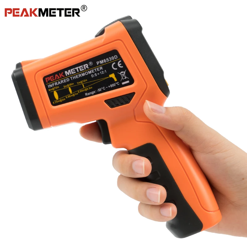 

PEAKMETER PM6530D Industrial Grade IR Thermometer Infrared Temperature Measurement With K-type Thermocouple Adjust Emissivity