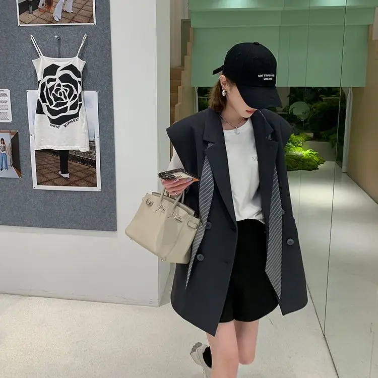 Hikigawa летнее корейское шикарное модное лоскутное женское индивидуальное пальто