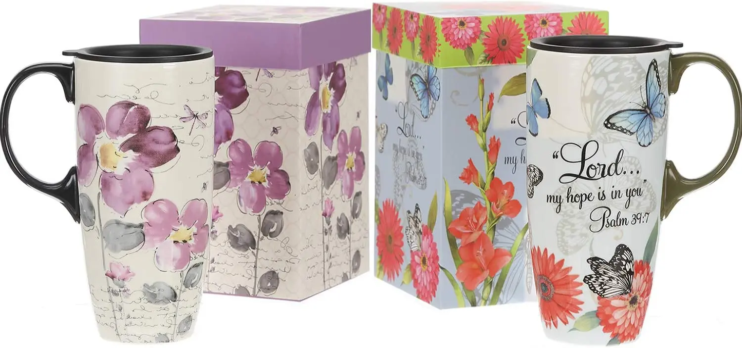 

Ceramic Latte Mug Coffee Cups with Sealed Lid and Color Box