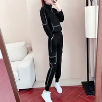 large size womens cotton sports sweater suit womens 2022 spring and autumn new fashion overalls two piece trendy