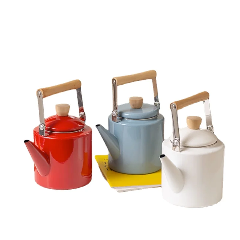 

Japanese Style Enamel Water Kettle, Heat Resistant for Gas Stove and Electric Ceramic Stove, Retro Tea Pot for Boiling Water