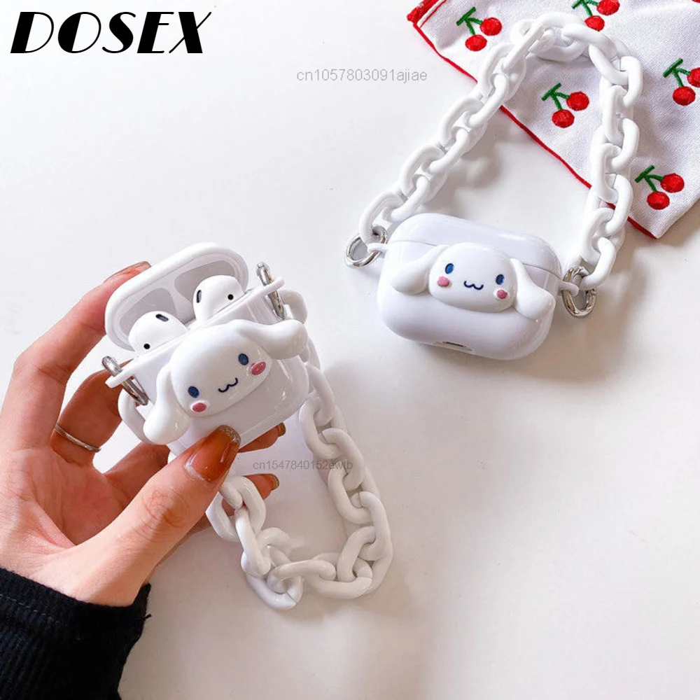 

All White Sanrio Cinnamoroll Airpods 1 2 Generation Pro 3 Headset Cover Wireless Bluetooth Protective Case With Bracelet Cute