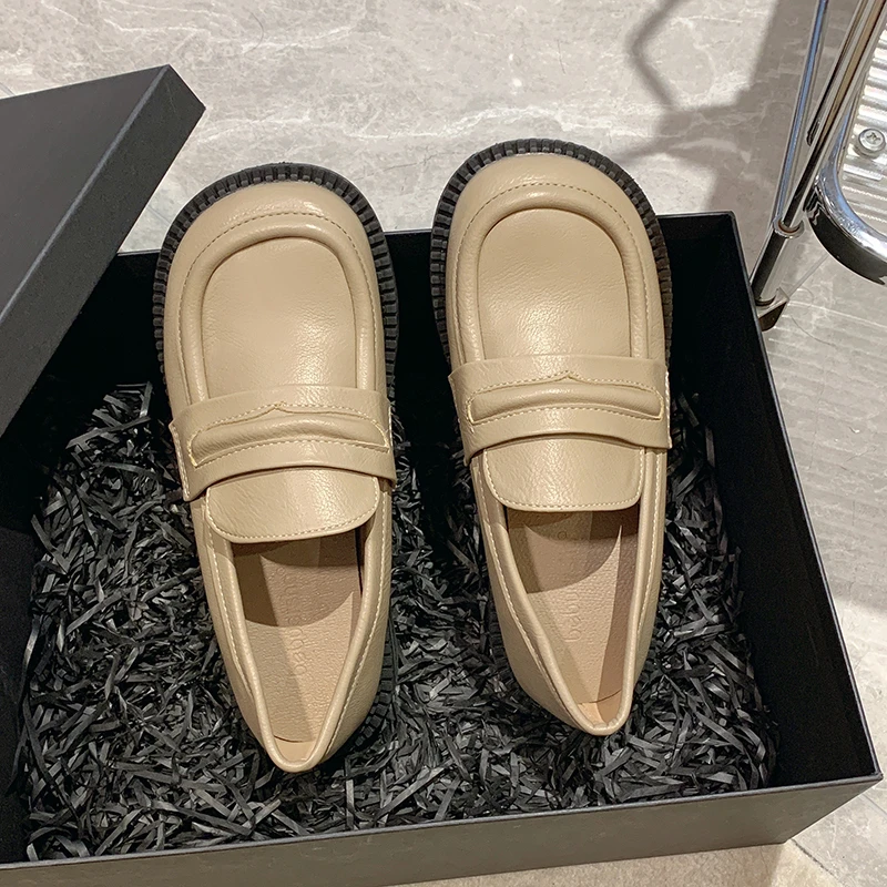 

Solid Color Comfortable Loafers Round Toe Casual Women's Shoes Slip-On Concise Ladies Flats Luxury Brands Designer Fashion Flats