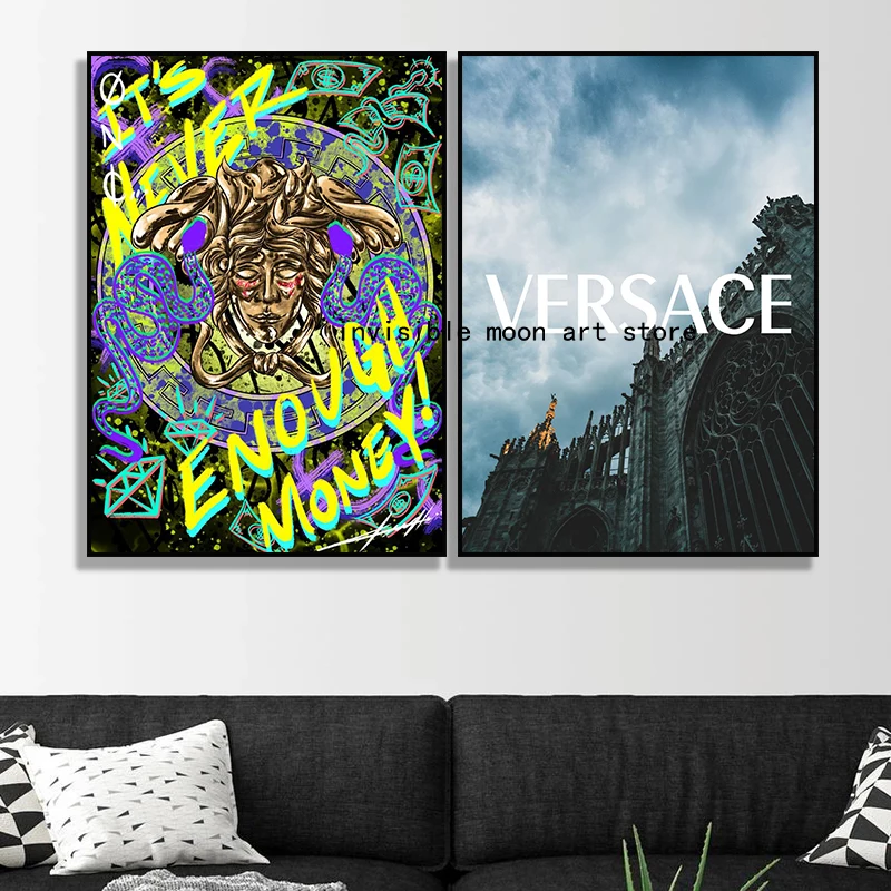 Современная модная поп-голова Медузы греческий узор Versace художественный постер