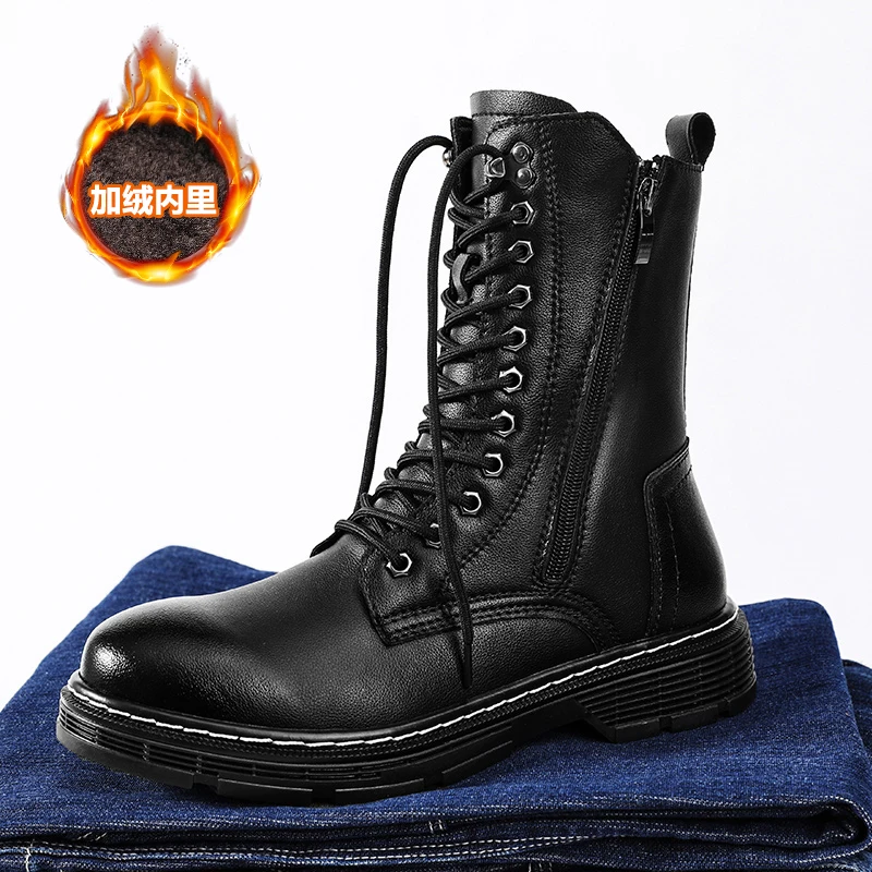 

Big Size 38-48 High Top Boots for Men Fashion British Style Work Boots Comfortable Outdoor Trekking Shoes Trendy Casual Shoes