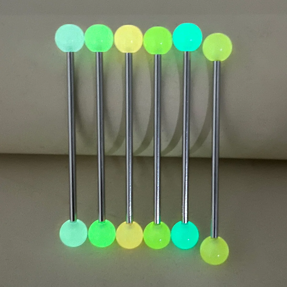 

6PCS 14G Glowing Industrial Earring Barbell Stud for Women Men Punk Acrylic Stainless Steel Industrial Piercing Jewelry 38mm