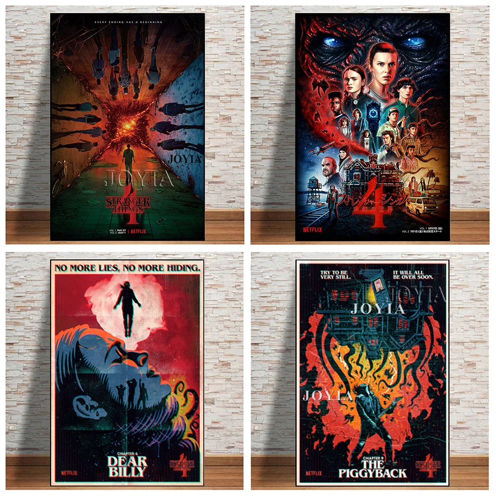 Постеры в стиле фильма «очень странные» сезона 4, 3, 2, 1