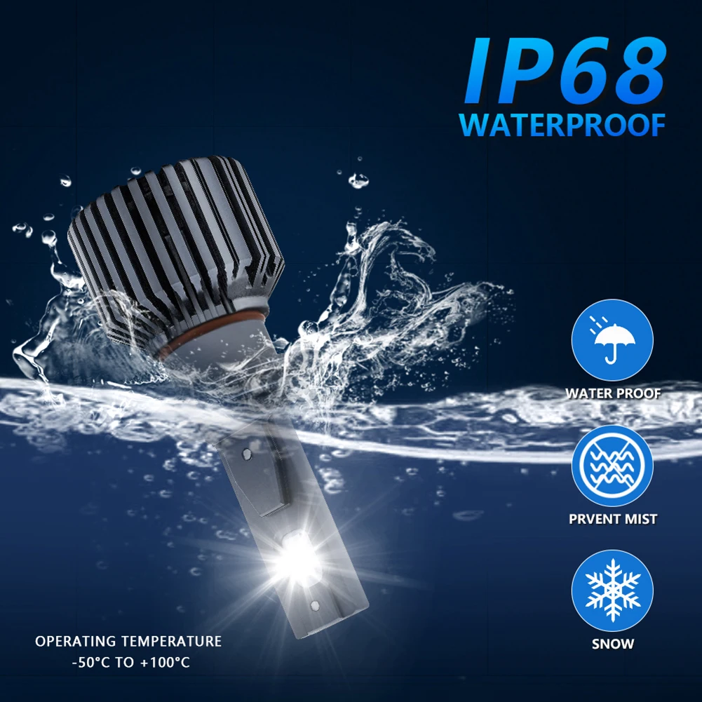 2шт Автомобильная лампа LED 9005/H7/H1/H4/H11/9006 Фара 120W Высокая мощность 18000LM 6500K Белый Быстрое отвод тепла Комплект фары.