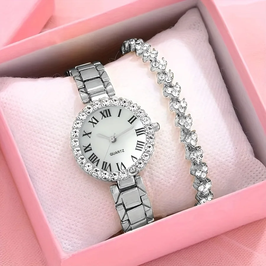 Роскошные кварцевые часы со стразами римские модные аналоговые наручные для