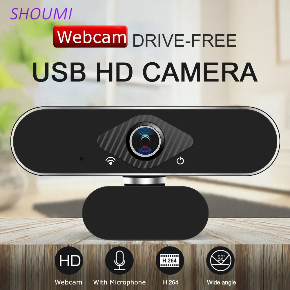 

Веб-камера Shoumi, 1080P, 2K, Full HD, автофокус, встроенный микрофон, USB