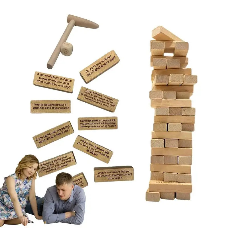 

Stacked Building Blocks Ice Breaker Stacking Toy Ornament Wooden Building Blocks Funny Party Prop Game Tumbling Tower