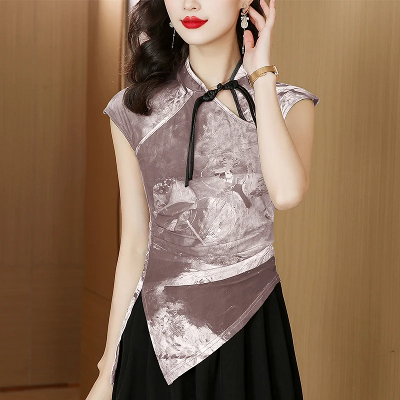 Улучшенный топ с нерегулярными разрезами женское летнее новое поступление