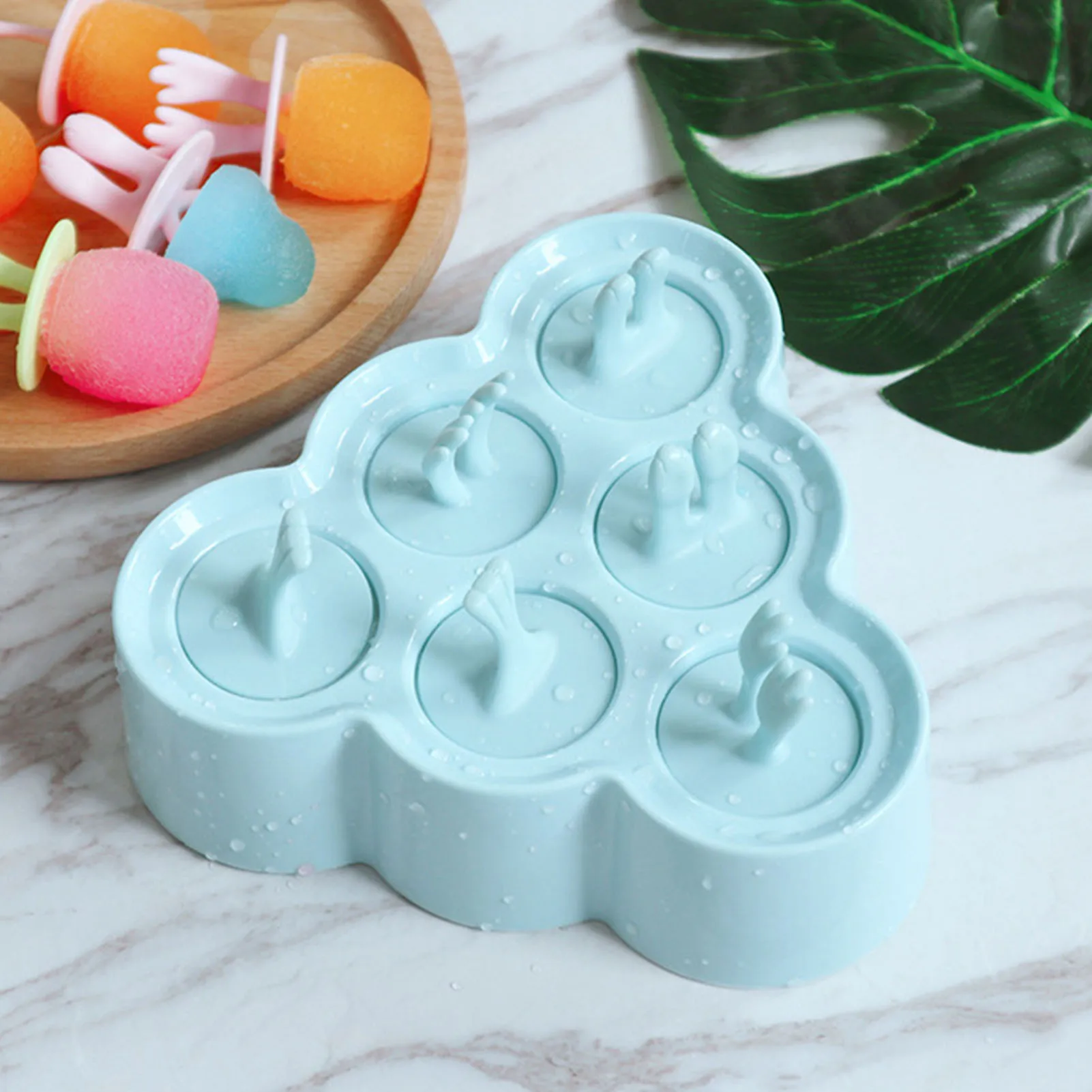 6 Holes Ice Cream Mold Children's Popsicle Mold Food Supplement Box Silicone Ice Tray Ice Lolly Mold Fruit Shake Accessories