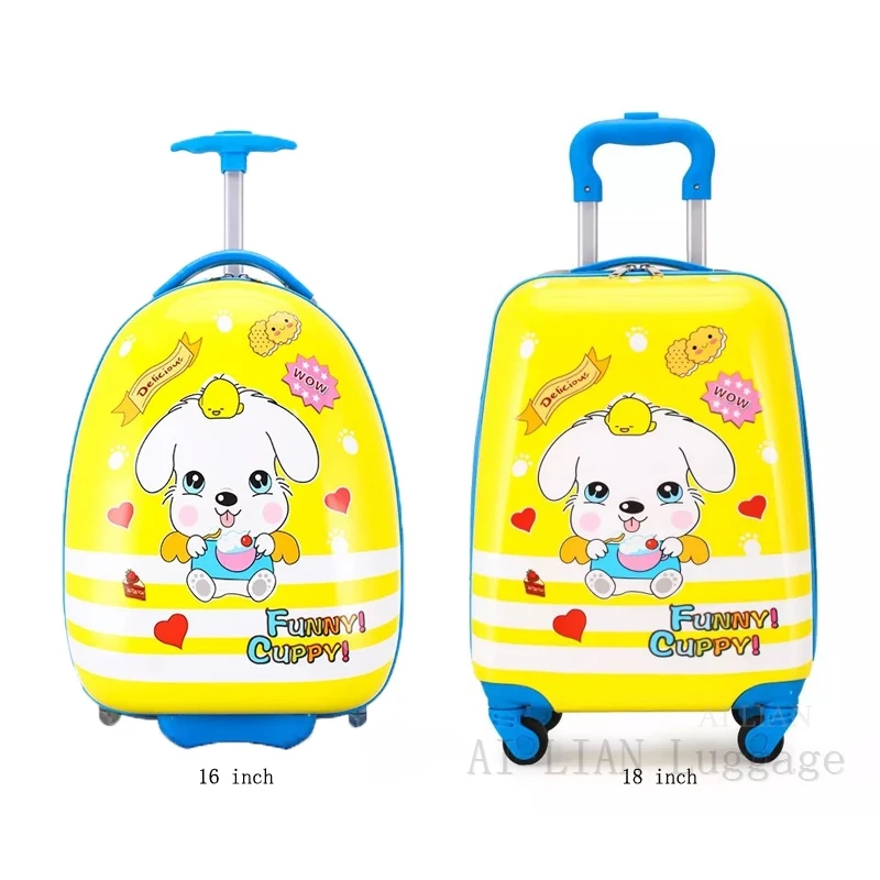 New kids rolling luggage travel suitcase spinner wheels trolley luggage bag children's cabin carry on suitcase cartton animal