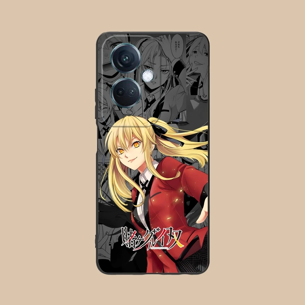 Kakegurui Mary Anime Mobile Cell Phone Case for OPPO Find X5 X3 X2 A93 Reno 8 7 Pro A74 A72 A53 Black Soft Cover Shell