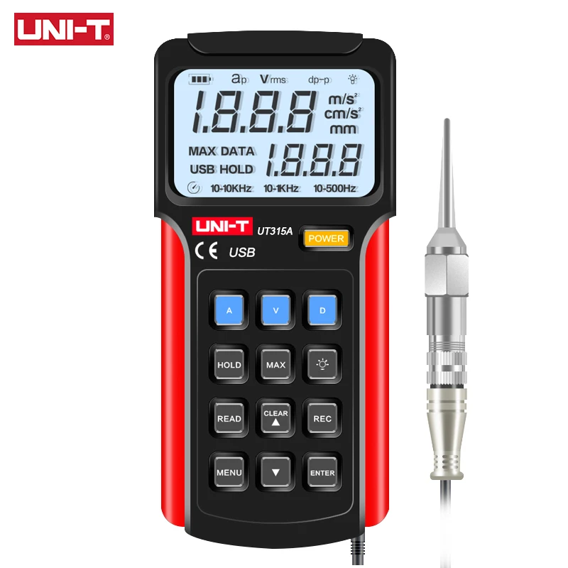 

UNI-T UT315A промышленный цифровой измеритель вибрации зонд устройство Вибрационный анализатор точность измерения вибрации ручной тестер