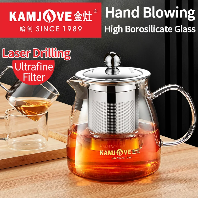 Чайник KAMJOVE стеклянный термостойкий 500 мл из нержавеющей стали
