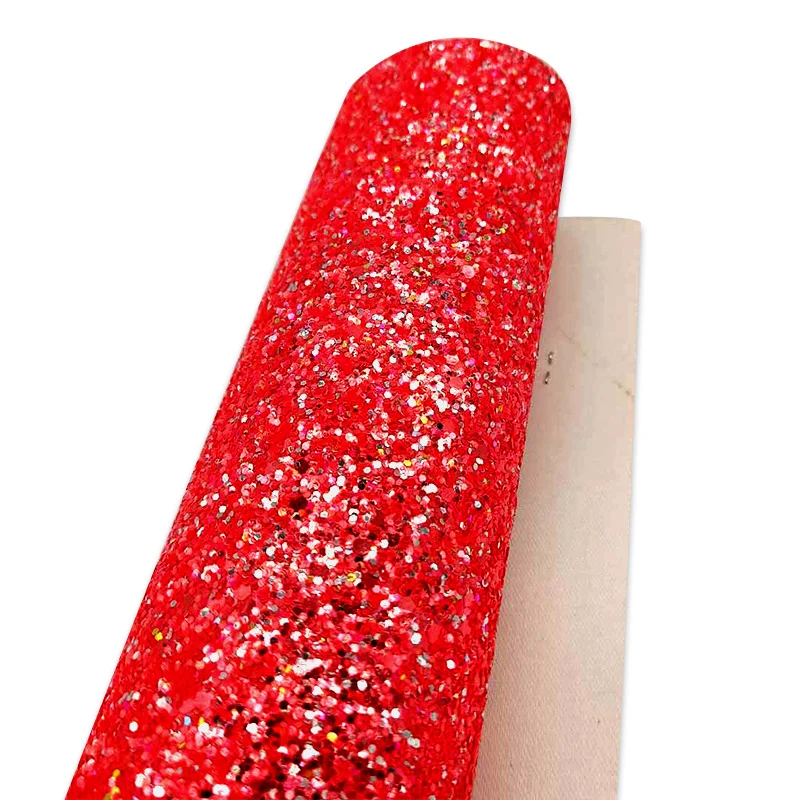 

Fluorescent Shiny Chunky Glitter Faux Leather Fabric Roll Knitted Backing for Shoes/Bags/Wallets/DIY Accessories