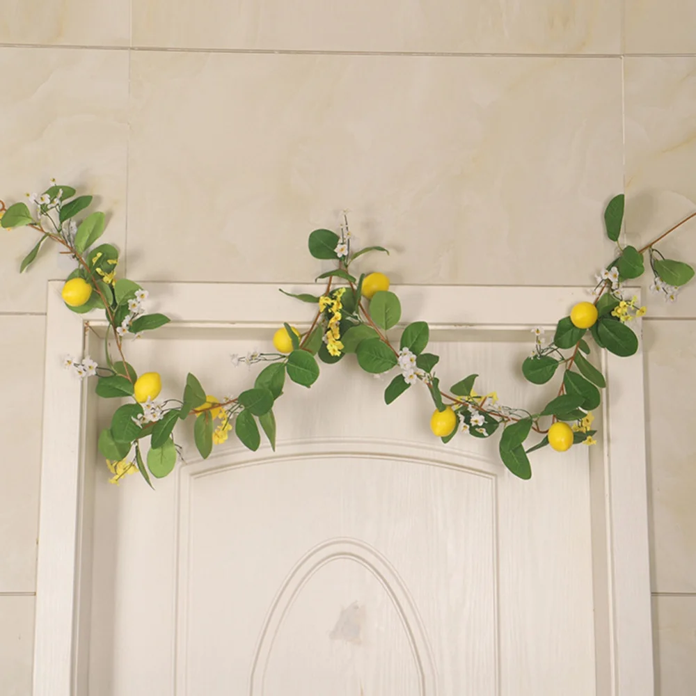 

Декоративный венок с лимонной маргариткой, искусственное украшение из ротанга, фермерский висячий фотографический реквизит для украшения ...