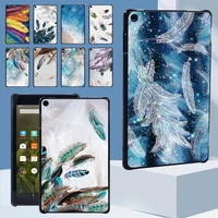 tablet case cover for fire hd 10 plus5th7th9th11thhd 8 plus6th7th8th10thfire 7 5th7th9th feather print hard shell