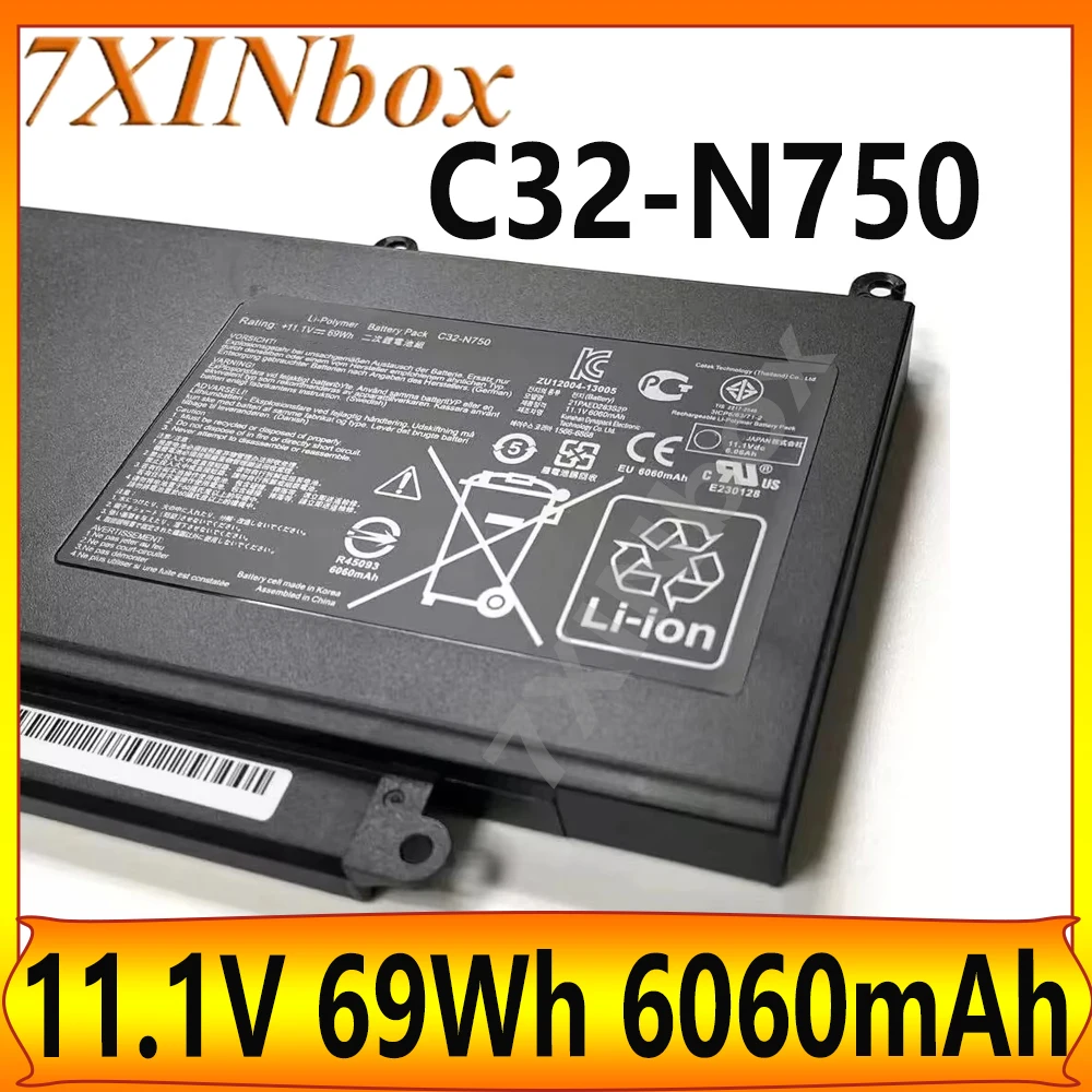 Фото Аккумулятор для ноутбука 7XINbox C32-N750 11.1V 69Wh 6060mAh для ASUS N750 N750J N750JK N750JV N750Y47JK-SL N750Y47JV-SL №1