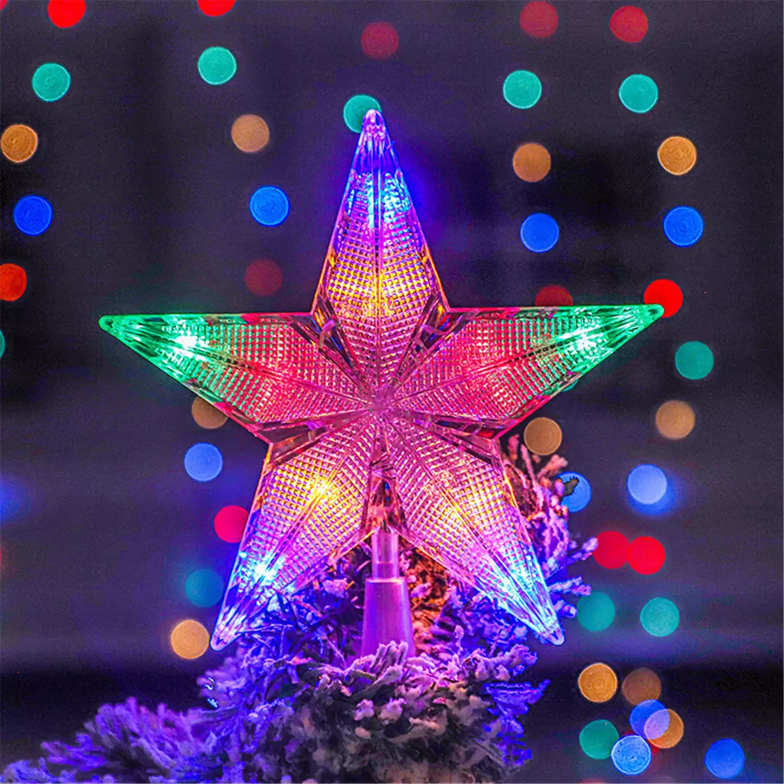 Tree Topper Star Light Up Xmas Decorations Christmas Tree Bow Top Lighted Glitter Led Outdoor String Lights Solar