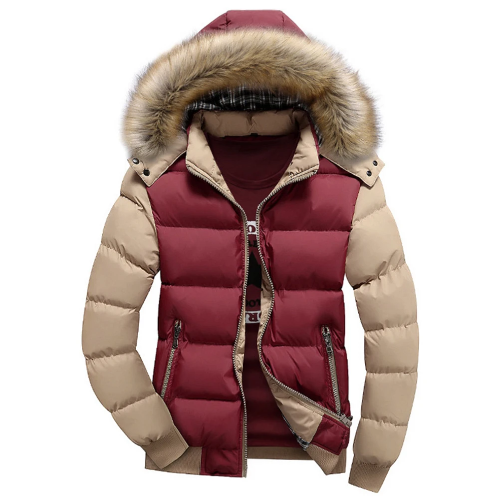 Winter Jacket Men Fashion Fur Collar Hooded Thick Warm Cotton Outwear Men Parka Jacket Coat Men Windproof Streetwear