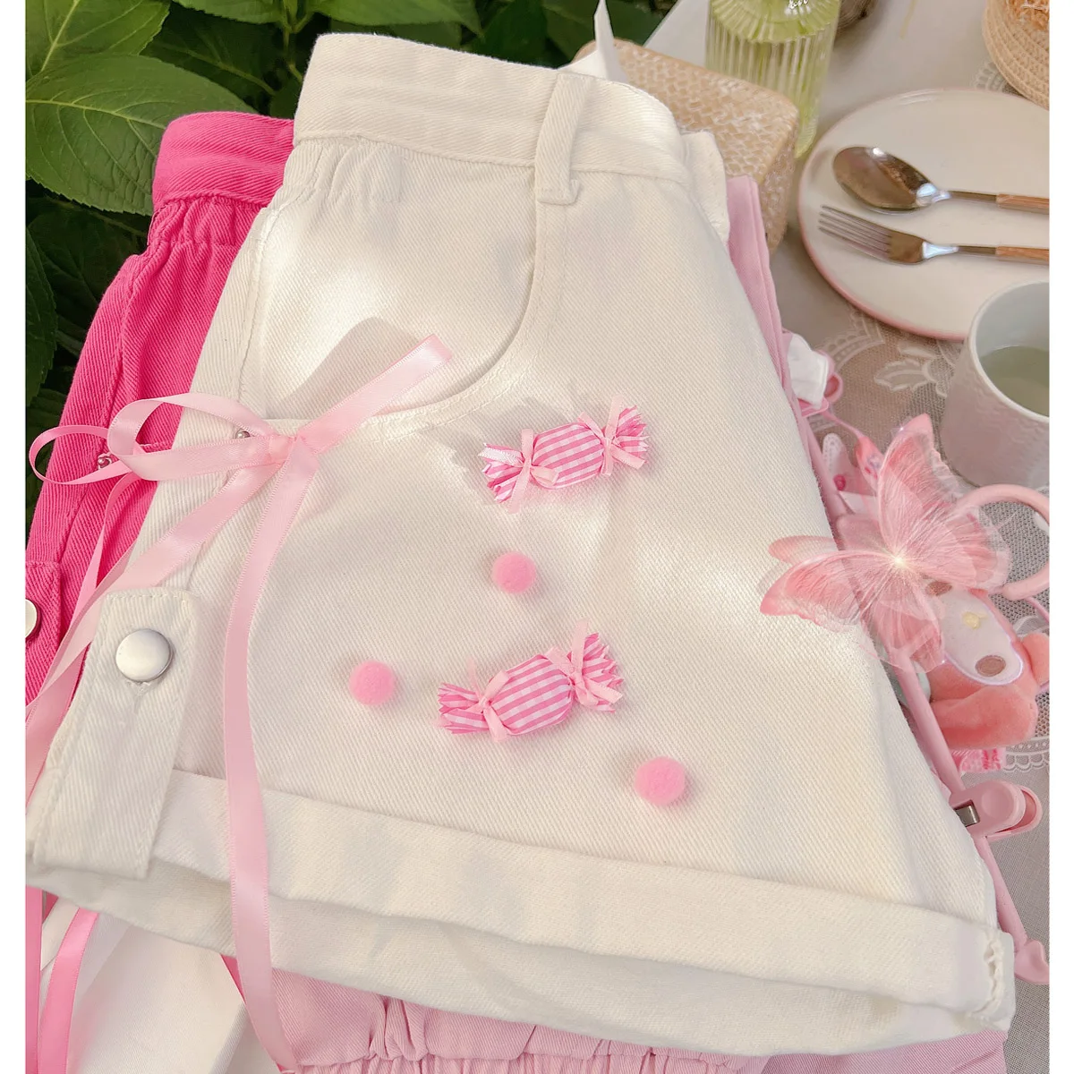 Fashion 2023 Summer Denim Shorts New Women's Short Pants Korean Style Student Bow Candy Slimming High Waist Shorts for Lady