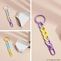 1 pc acrylic plastic link chain keychain macaron color handmade key ring for women girl handbag pendant accessory gifts