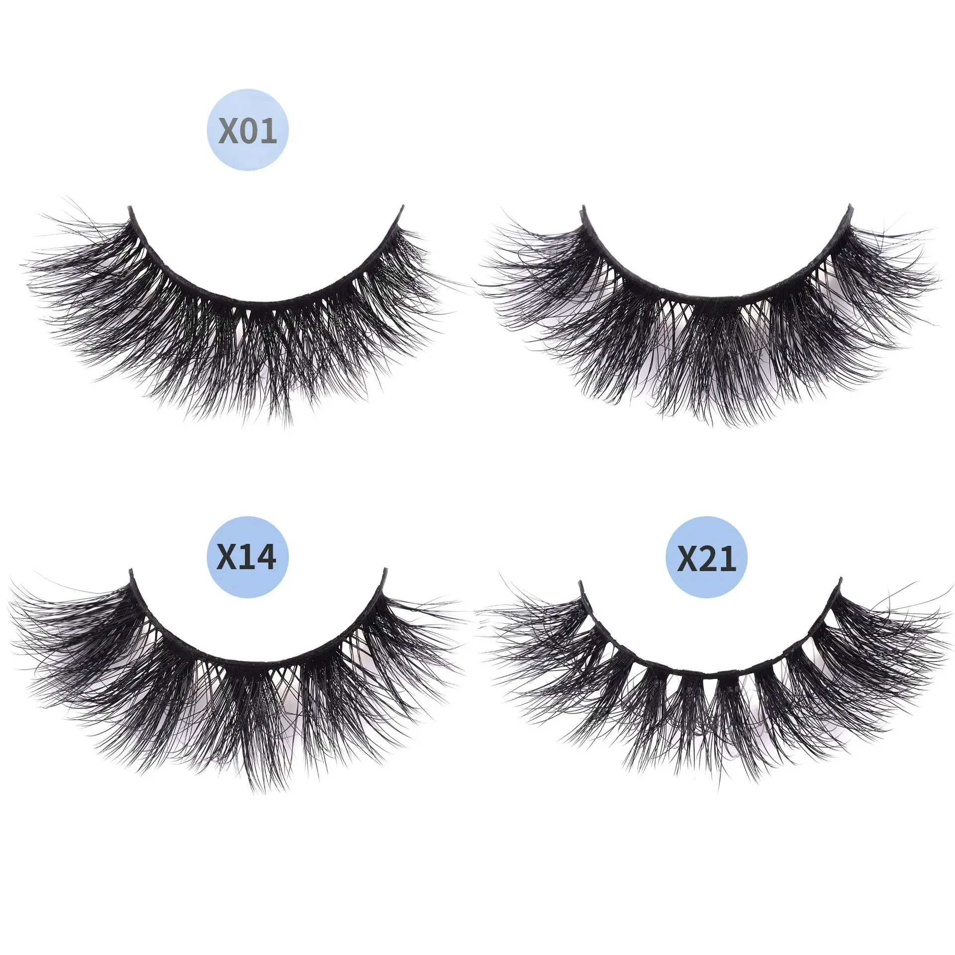 

New Products Mink False Eyelashes Thick Fluffy Multi Style Single Pair High Black Cotton Band Eye Lashes Make Up Wholesale