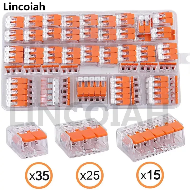 

2023 75pcs For 221 Electrical Connectors Wire Block Clamp Terminal Cable Reusable Mini Quick Home Wire Terminal Connector Contai