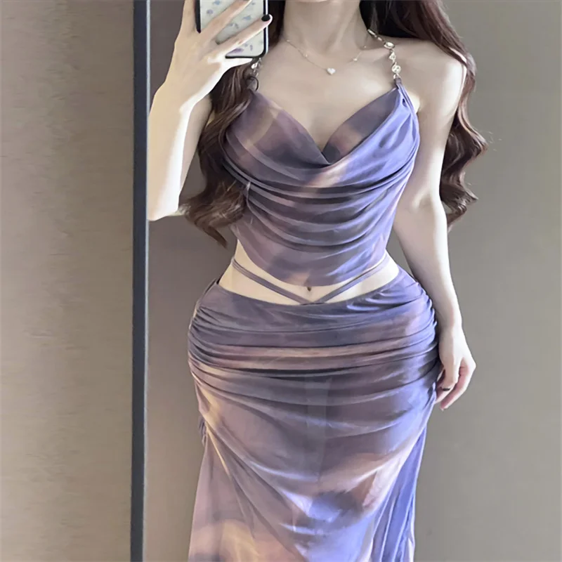 Синий купальник-бикини для девочек женский фиолетовый комплект из трех