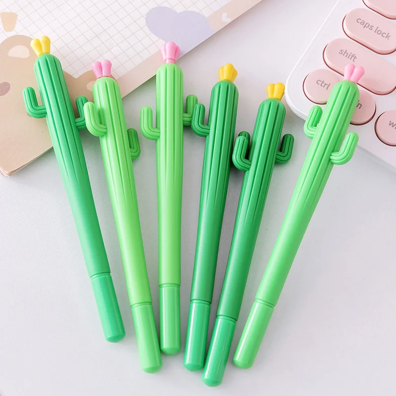 36pcs Wholesale Creative Flowering Cactus Styling Creative Gel Pen Black Student Stationery Gel Pens Wholesale Prizes and Gifts