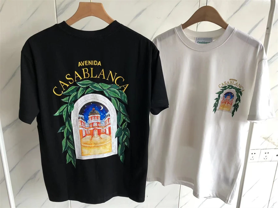 

Футболка Мужская/женская с принтом звездного замка, модная тенниска свободного покроя с короткими рукавами, повседневная майка для скейтбо...